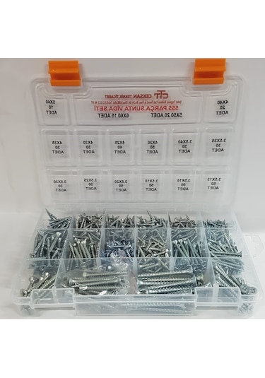 Sunta Vidası Seti 555 Parça Ahşap-Plastik-Dübel V.B Vida Seti N11.27912