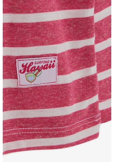 Breeze Kız Bebek Uzun Kollu Tişört Çizgili Yazı Baskılı 9 Ay-3 Yaş, Fuşya-fuşya Fuşya