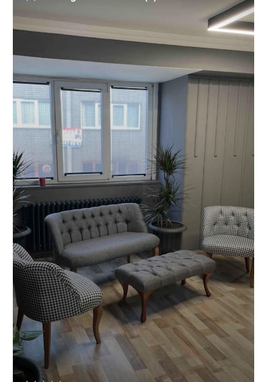 Gri, Kazayagı Cay Seti Koltuk 2 1 1 Puf Hediye