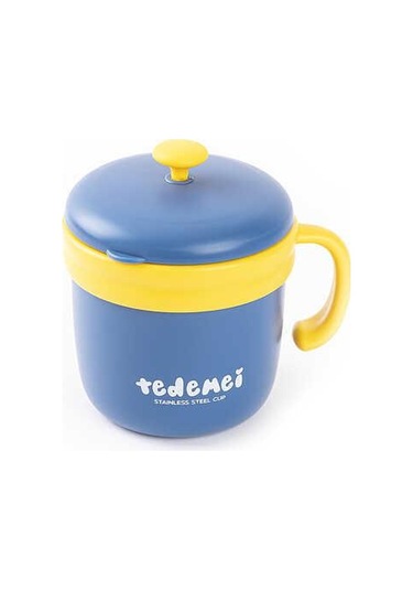 Tantitoni Tedemeı Paslanmaz Çelik Yuvarlak Yemek Taşıma Kabı 260 ML Mavi