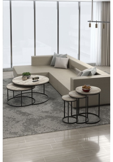 Orta Sehpa Ve Zigon Sehpa Set İkili Lüx C Zigon Efes