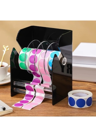 Elmpaly Ayarlanabilir Etiket Dağıtıcı 4 Rulo Sticker Rafı Siyah Ofis Ev Masası Etiketlik Diğer