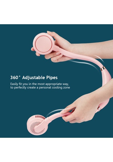 Vkemall Taşınabilir Kolsuz Boyun Fanı, 360 Derece Dönen, 180 Derece Ayarlanabilir Hava Ç