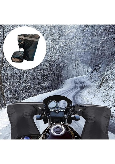 Pazly Motosiklet Bisiklet Gidon Muffs Soğuk Hava Yağmur Rüzgar Geçirmez Bisikletçi Eldiveni El Isıtıcı Kapak