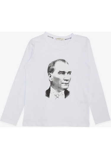 Breeze Atatürk Baskılı Uzun Kollu Tişört 5-14 Yaş, Beyaz-beyaz Beyaz