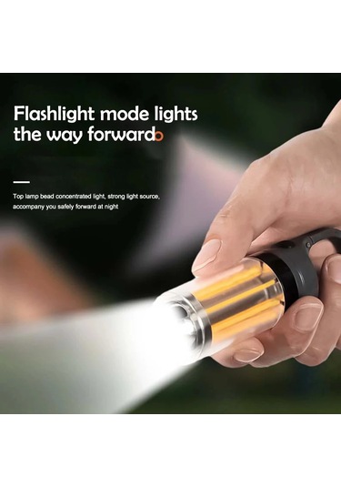 Led Şarj Edilebilir El Feneri Kamp Feneri 5 Mod Süper Parlak Beyaz - Gri