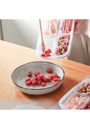 Krm Home 8 Adet Dondurulmuş Mini 4 Bölmeli 400 ML Et Sebze Saklama Kabı