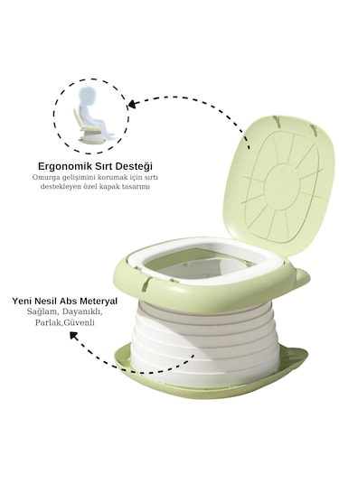 Cat Potty Katlanabilir Çocuk Tuvaleti, Çok Fonksiyonlu Taşınabilir Alıştırma Lazımlığı Yeşil
