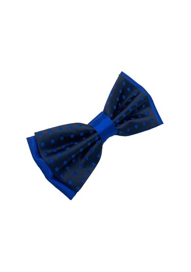 Brianze Saks Mavi Noktalı Lacivert Papyon Saks Mavi - Lacivert