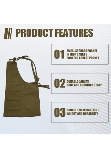 Ulzyvf Yetişkinler Yeşili Tuval Sanatçı Ordu Önlükleri Önlük Kadınlar İçin Erkekler Bahçe Ek Ordu Yeşili