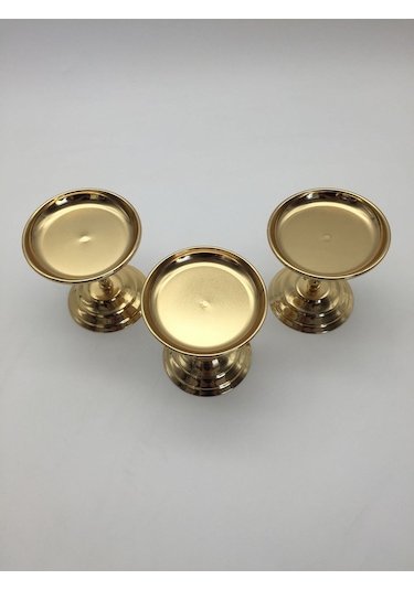 3'lü Atlı Gold Lokumluk, Çay Ve Kahve Yanı Sunumluk, Metal Şekerl