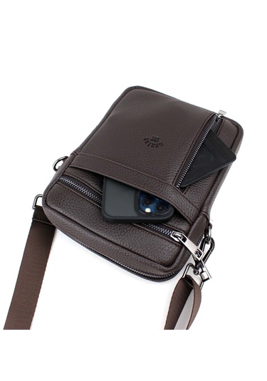 Erkek Kahverengi Askılı Postacı Çanta Omuz Çantası Kahverengi
