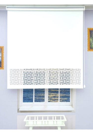 Lazer Stor Perde - Kırık Beyaz Mat Stor Kumaşı - 30 Cm Lazer Yüksekliği - Metal Kasa Ve Kapak Antrasit