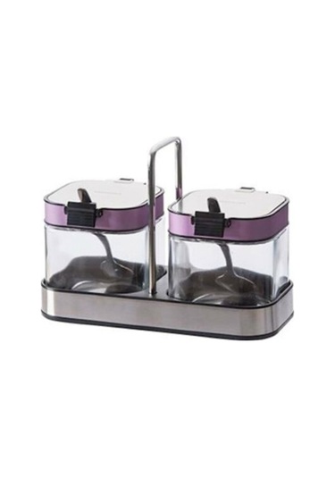 Emsan Plaza 2'li Kaşıklı Baharat Seti Mor