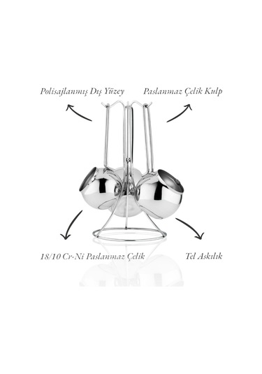 Enashop 3 Lü Şık Cezve Takımı 18/10 Paslanmaz Çelik 1. Sınıf Kalite, Kontrolden Geçmiştir Ergonomik Sap