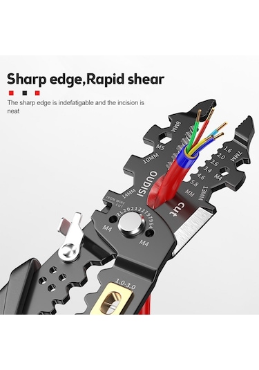 25'i 1 Arada Elektrikçi Çok Amaçlı Kablo Sıyırma Aleti Siyah