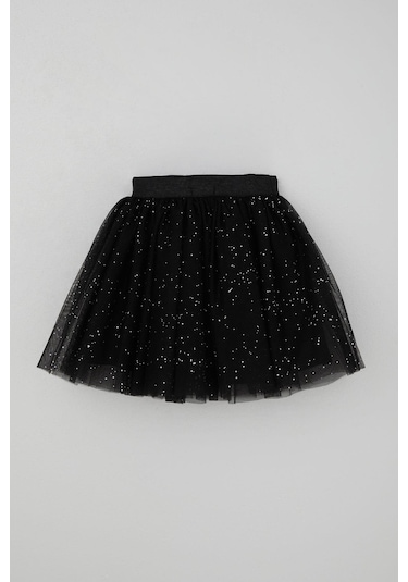 Breeze Kız Çocuk Tütü Etek Sim Detaylı 5-10 Yaş, Siyah Siyah