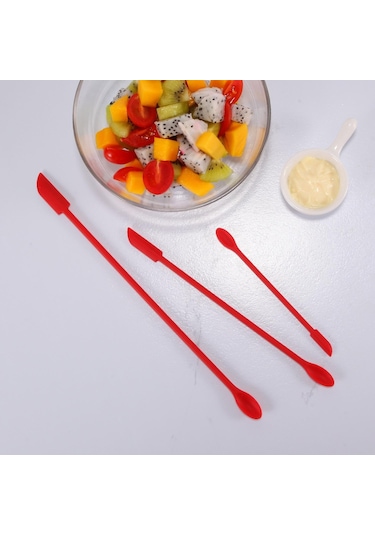 Siyah Kırmızı Silikon Spatula Seti Kauçuk Kazıyıcı 10 Parça Mutfak Pişirme Gereçleri Pişirme İçin Karıştırma Yapışmaz Tavalar İçin Uygun 6