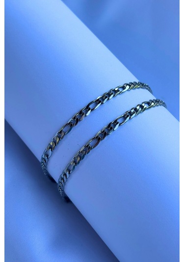 El İşçiliği Paslanmaz Çelik Zincir Erkek Kolye Gümüş - Beyaz