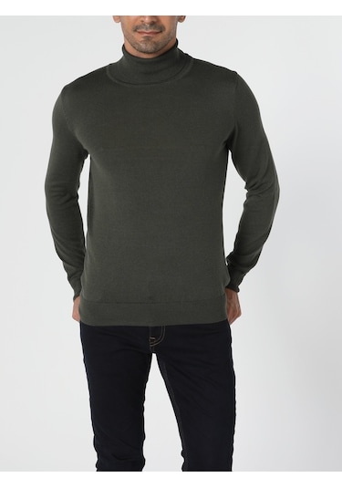Colin's Slim Fit Balikci Erkek Haki Kazak CL1023624_Q1.V2_KHA