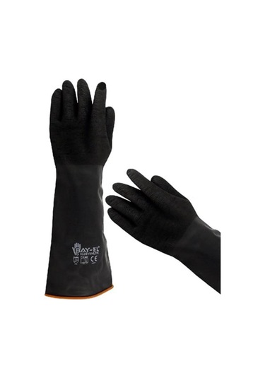 Siyah Kauçuk Pütürlü Uzun Eldiven Xl