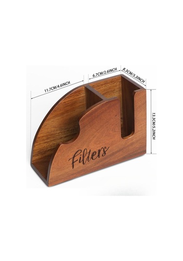 Suntek Ahşap Kahve Filtre Tutucu Modern Stand Kutusu Tezgah Kahverengi