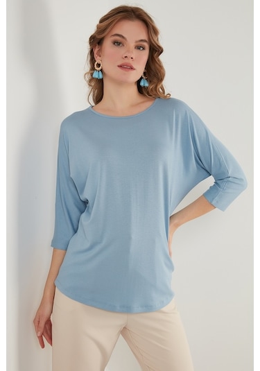 Lela Bisiklet Yaka Truvakar Kol Bayan Bluz 5861416Y Bebe Mavi