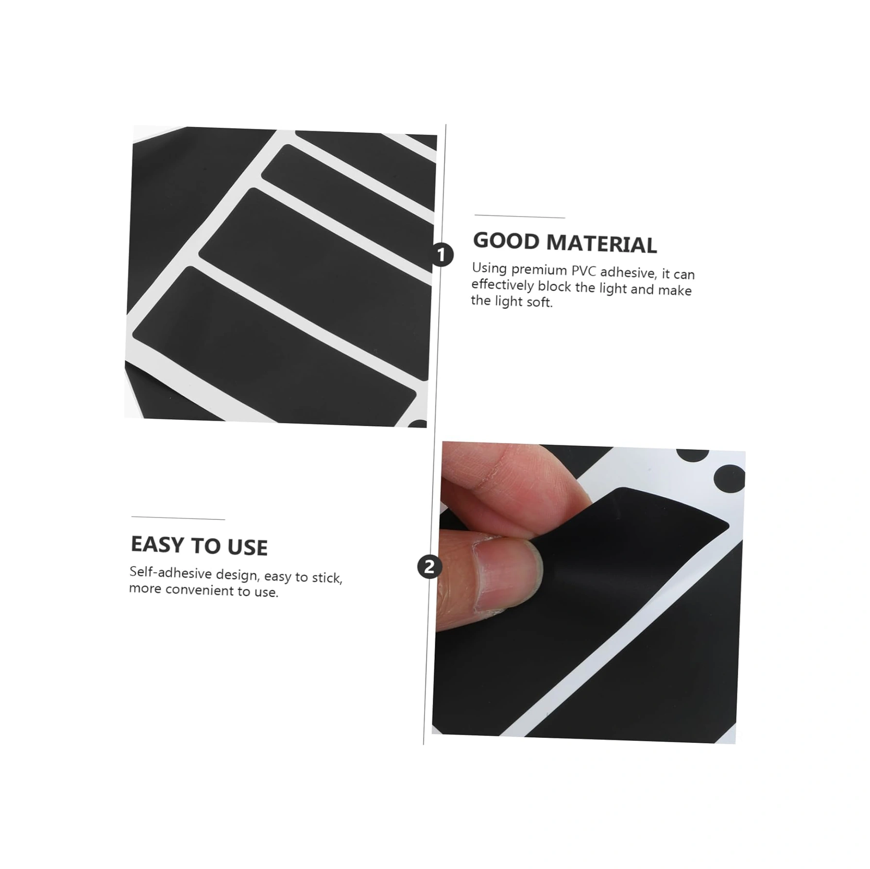 Xiyyadms Siyah Işık Engelleyici Pvc Sticker, Otomatik Yapışkan Gölgelik Film, Led Işık Kapatıcı Örtü 2 Adet: Kesik + Tam Siyah