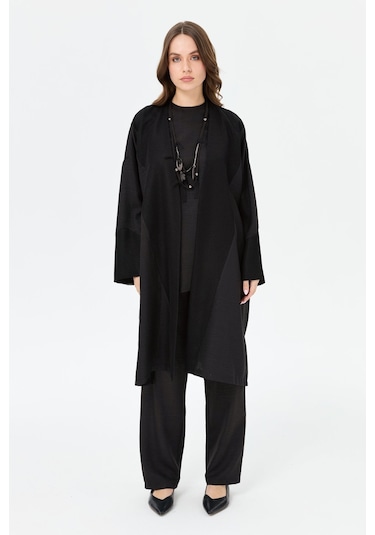 Retro Pantolonlu Üçlü Takım Siyah Siyah