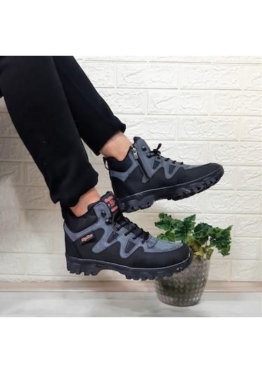 Sky Blue Mavi 0050 Fermuarlı Bağacaklı Kaymaz Erkek Bot 001