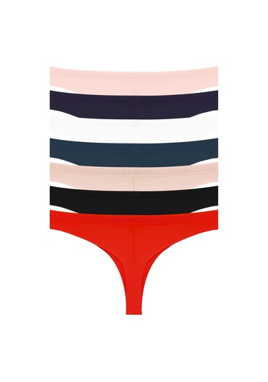 Basic Lazer Kesim File Lastikli Brezilya Külot 7'li Paket Renkli-6 Çok Renkli