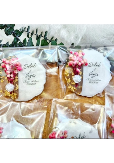 Poşetli Epoksi Magnet 45 Adet Söz Nişan Nikah Kına Düğün Hediyeli