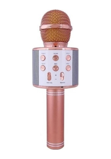 Buffer Şarj Edilebilir Telefon Ve Usb Bağlantılı Karaoke Mikrofon Rose Gold