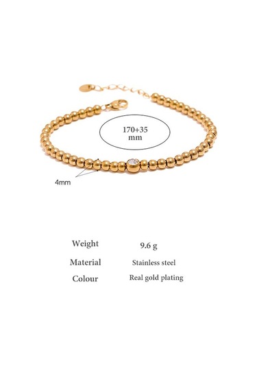 Eetit Paslanmaz Çelik Boncuk Zincir Bileklik Kadınlar İçin Altın Kübik Zirkonya Bilezik Altın