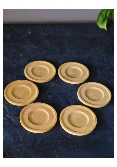 6 Lı Yuvarlak Bambu Bardak Altlığı Seti Doğal, Şık Ve Dayanıklı İçecek Altlığı Bambu