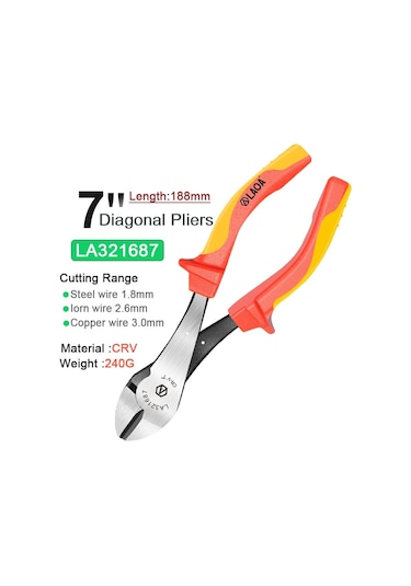 Laoa Vde Tel Kesiciler 6 ''7'' 8'' Yalıtımlı Kombinasyon Çapraz Iğne Kargaburun 7inch Diagonal Plier