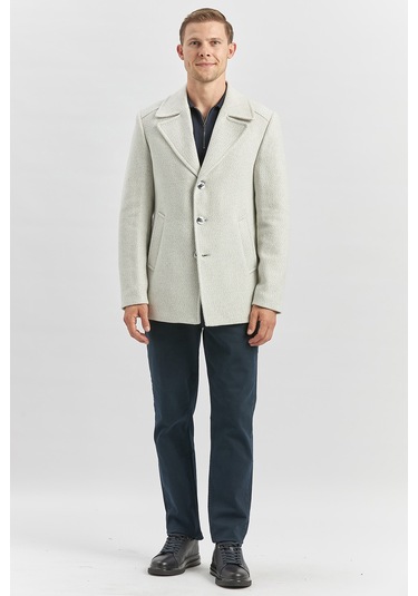 Kaşe Kırlangıç Yaka Desenli Astarlı Slim Fit Dar Kesim Klasik Mont 1007245150-taş Rengi Taş