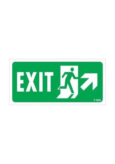 Mey İthalat Exit Sağ Yukarı Uyarı Levhası 17,5x25 Kod:959