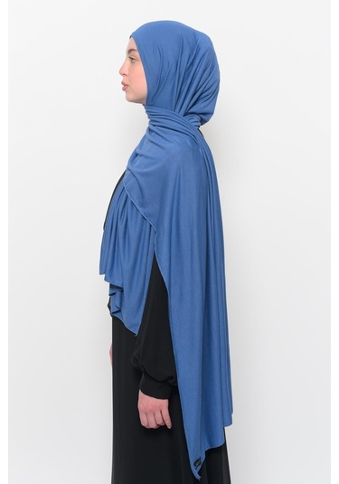 Hazır Pratik Geçmeli Lüks Organik Düz Penye Şal Çapraz Hizalı-kont Rengi