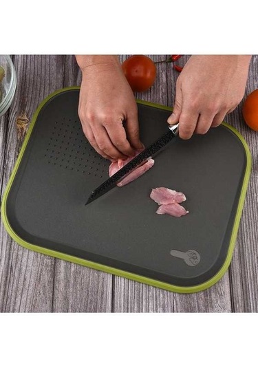 Dancemonkey Çok Fonksiyonlu Kaymaz Çift Taraflı Kesme Tahtası Pratik Ve Dayanıklı Gri - Yeşil