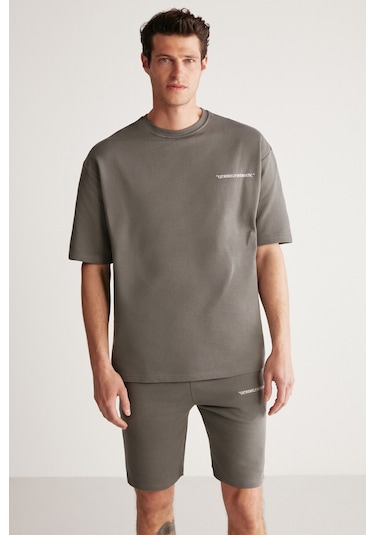 Colombia Erkek 2 Li Set Comfort Fit Polarsız Nakışlı Gri Eşofman Takımı