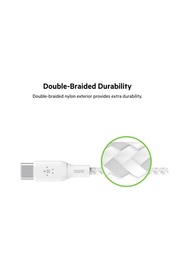 Belkin Braided 100w Usb-c Kablo Beyaz - 2 Metre