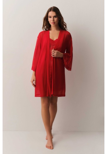 Suwen Dark Romance Kısa Sabahlık St4455615082 Kırmızı