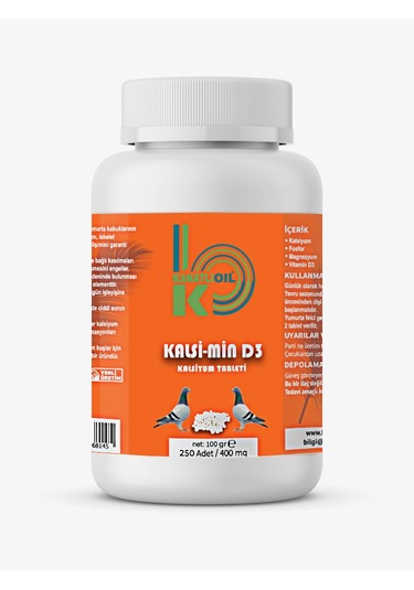 Kanatlı Oil Kalsiyum Tablet 250 Adet Kalsi-min D3 Güvercin Hapı
