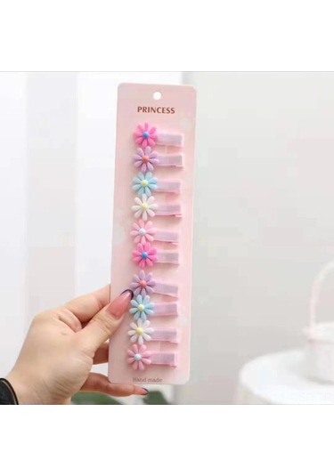 Samdoo Kız Çocukları İçin 10 Adet Renkli Bitki Desenli Saç Klipsi - Günlük Ve Özel Etkinlikler İçin Yumuşak Tutucu Resin Plastik Aksesuar