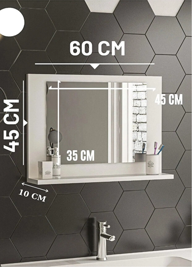 Lavabo Aynası Raflı Wc-banyo Beyaz
