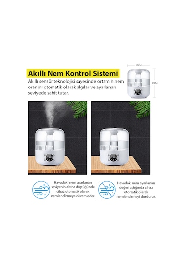 Ezere Th-413 Akıllı Dijital Hava Nemlendirici 3l Kapasite, Dokunmatik Panel, Uzaktan Kumanda, Sessiz Çalışma
