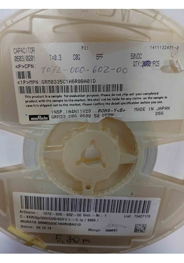 Grm0335c1h6r0ba01d Murata 6pf 50v 402 500 Adet