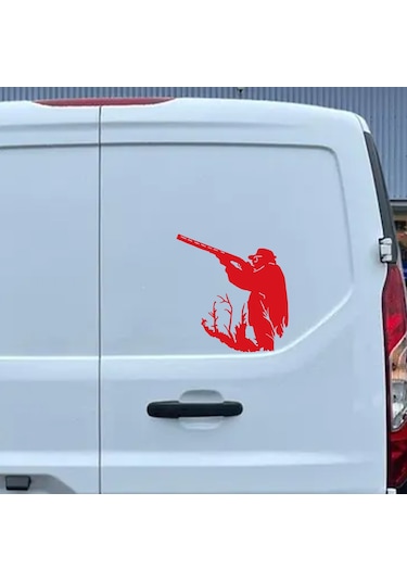 Avcı Sticker - Av Sticker - Hunter Sticker - 40cmx40cm- Kırmızı