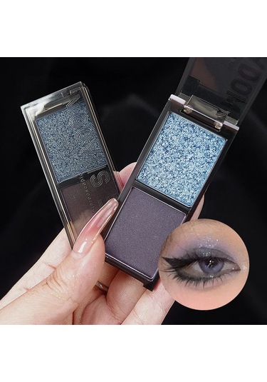 Dumanlı Glitter Mavi Göz Farı Paleti 2 Renkli Kırmızı Siyah Yeşil Mat Göz Farı 02 01